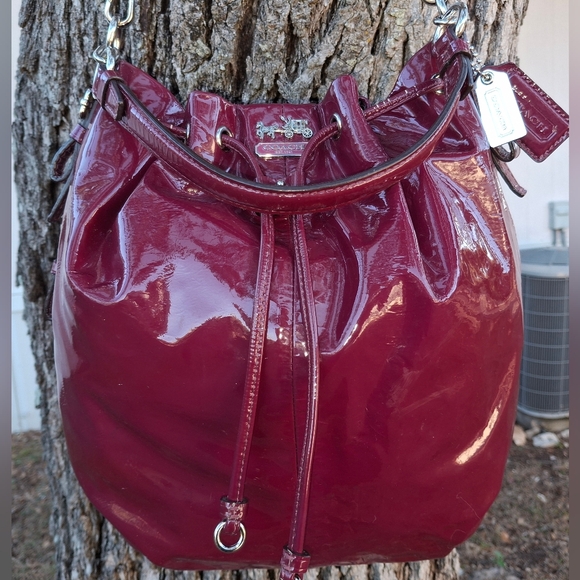 Coach Patent 17745 Madison Marielle Drawstring Bucket Shoulder Bag Hobo Tote - Picture 1 of 12